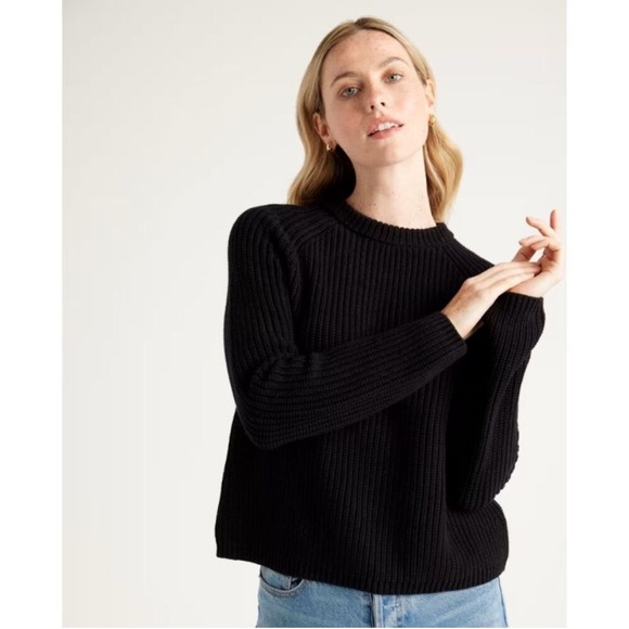 Quince Sweaters - Quince Black Ribbed Crewneck Sweater